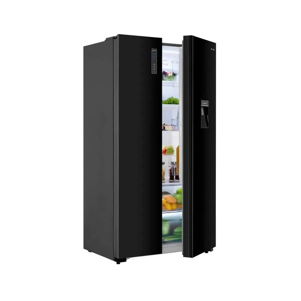 Hisense-Fridge-549L-Non-frost-Side-by-Side-Black-with-Water-Dispenser-REF668DR.jpg Hisense 549L (REF668DR) Side by Side Refrigerator - Image 1