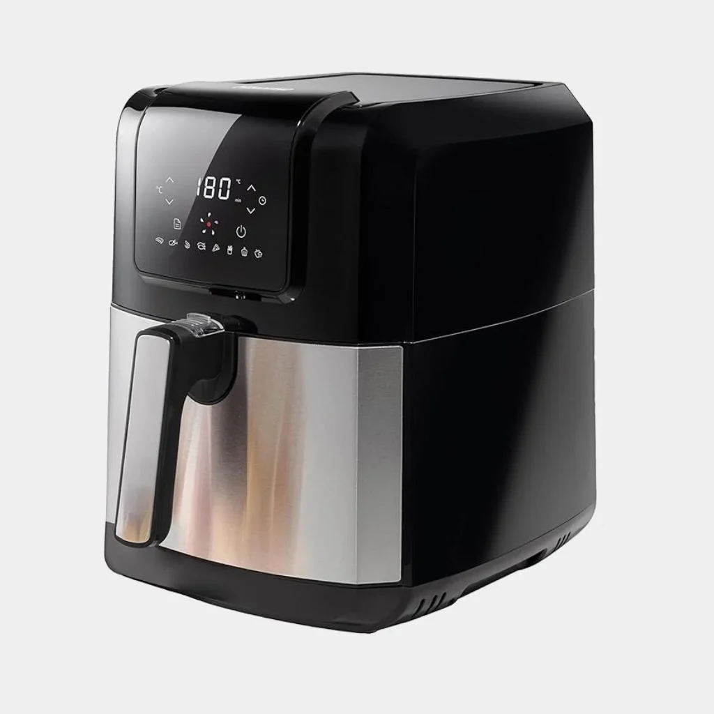 hisense_air_fryer_single_basket_6.3l_left_angle_view_grey Hisense 6.3L Air Fryer H06AFBS1S3 - Image 1